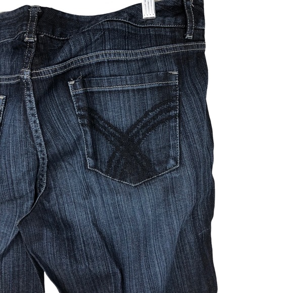 Mossimo Bootcut Darkwash Jeans SZ 12, Whiskering on Front, Embroidered Pockets - Picture 4 of 7